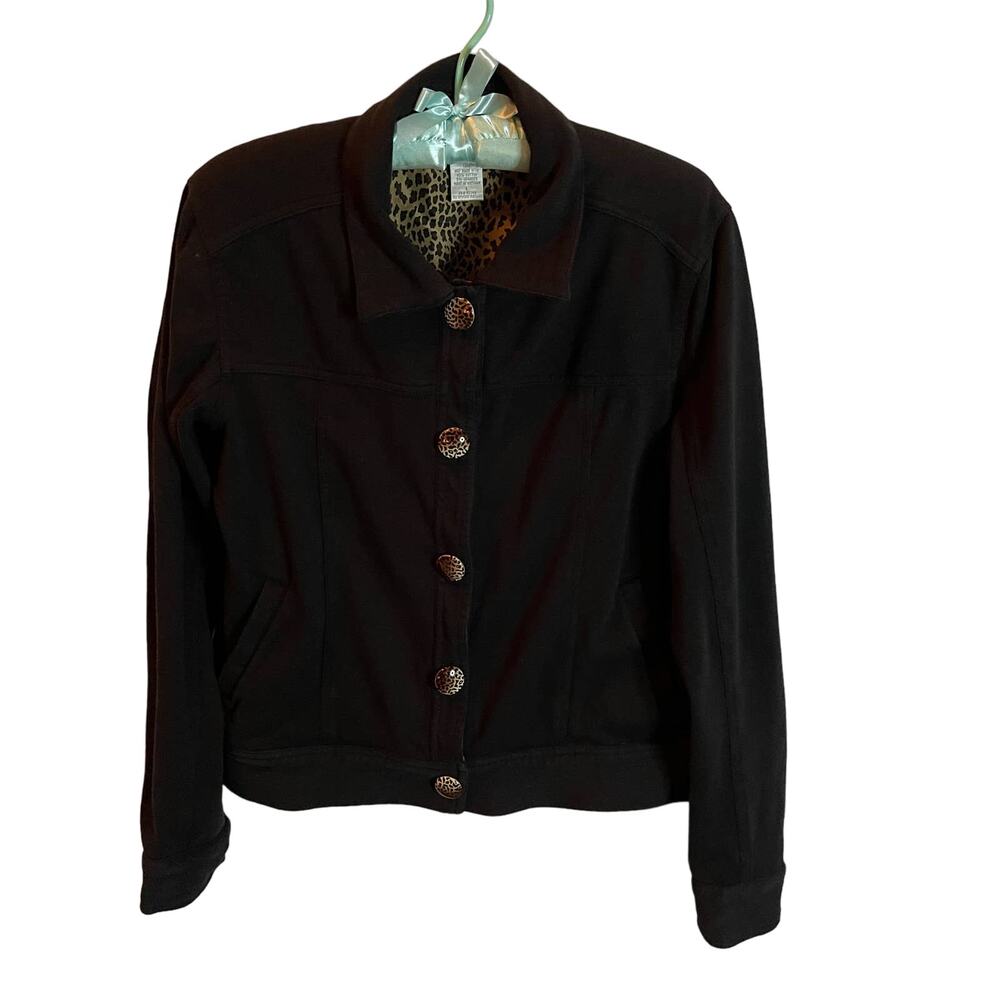 Mureli Stretch Black Jacket Safari Buttons &  Inside Lining Large